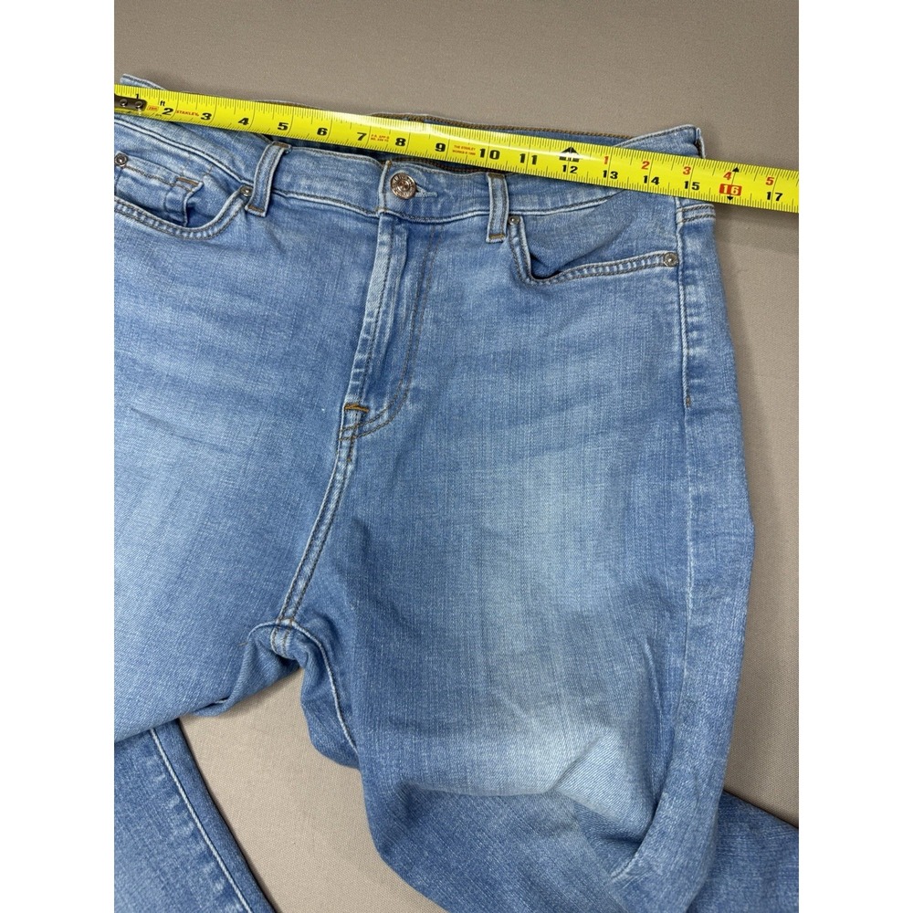 7 For All Mankind Jeans Women's 30 High Waist Slim Kick Light Wash Crop - Picture 6 of 10